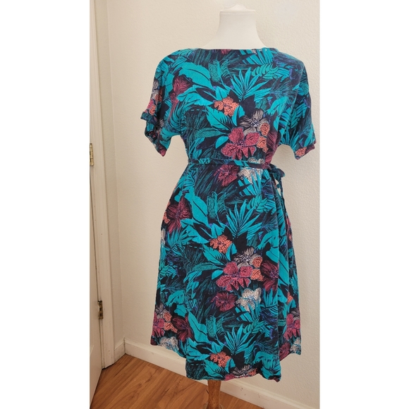 Womens Ann Taylor Loft linen floral Hawaiian dress xxs - Picture 3 of 8